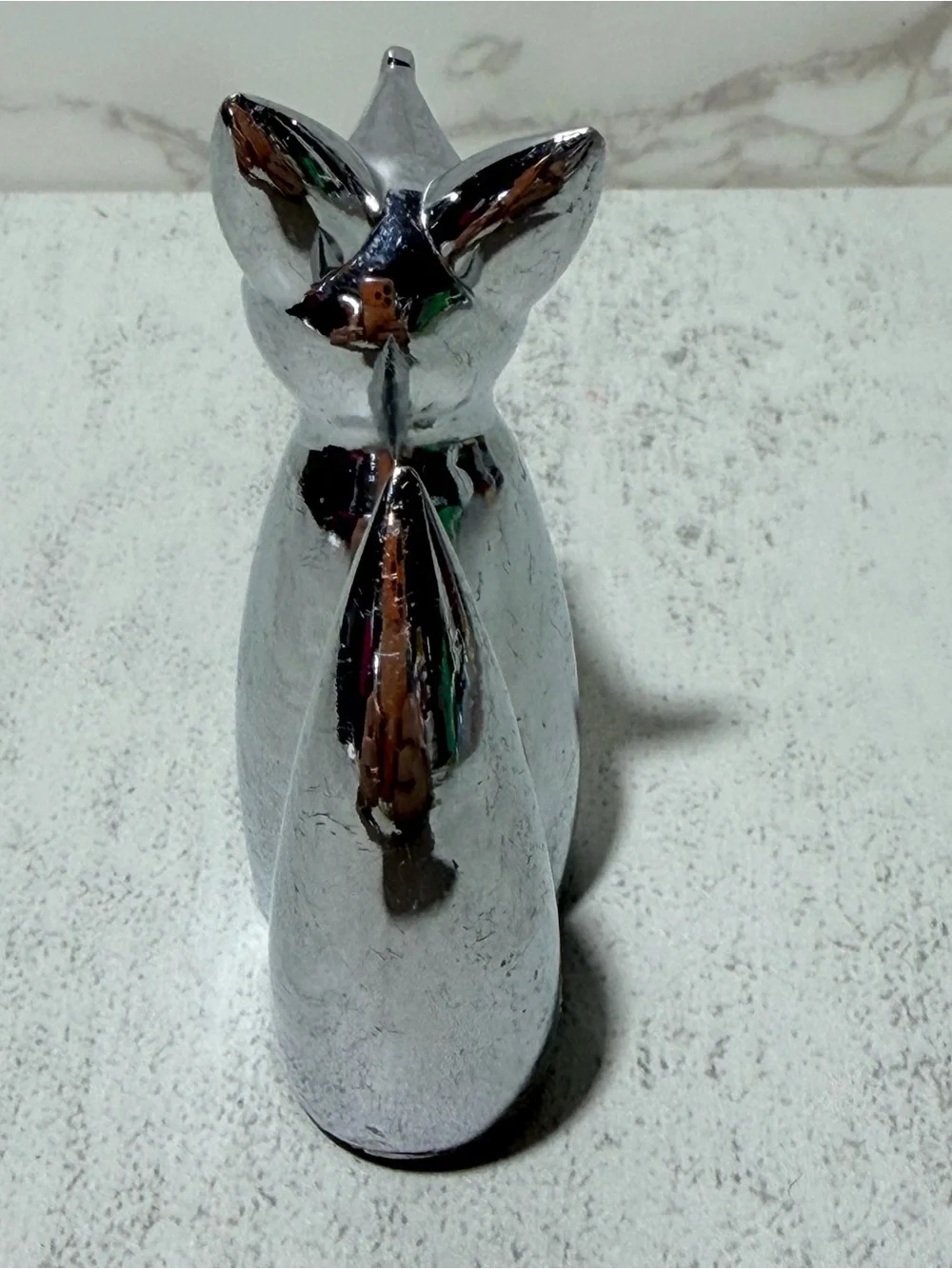 Umbra Chrome Silver Fox Decorative Accent Figurine ring holder